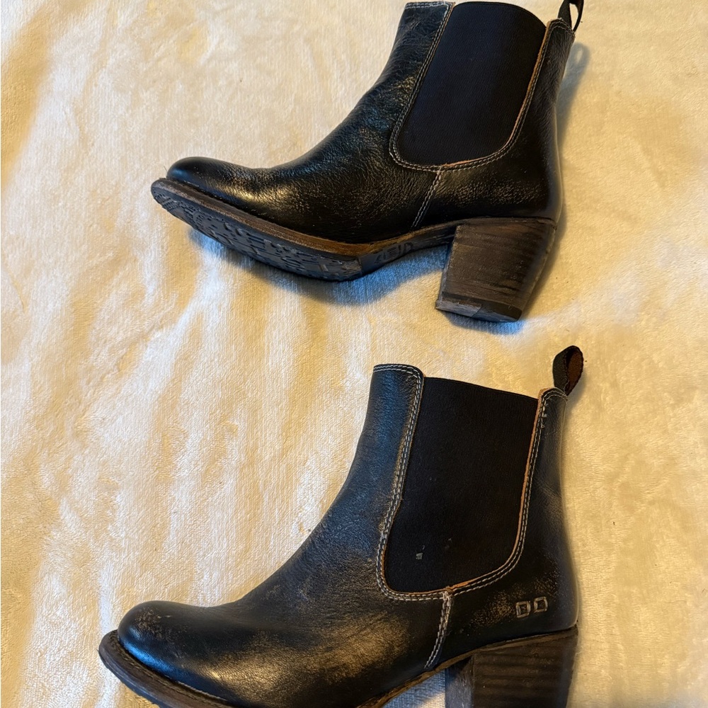 BED|STU Black Leather Ankle Booties Lorn